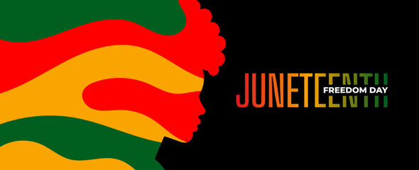 Juneteenth Freedom Day Abstract Vector Illustration banner, Juneteenth Freedom Day flag.