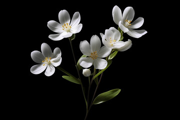 Obraz premium white flowers on a black background 