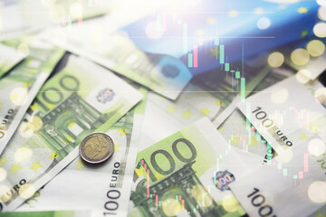 100 Euro banknotes as background, closeup. Money exchange