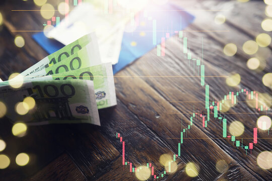 100 Euro banknotes as background, closeup. Money exchange