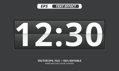Flip countdown digital clock editable vector text effect