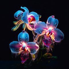 Fantasy Bioluminescent Orchid Flowers, AI