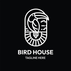 bird house toucan line art outline logo © Soey Studio