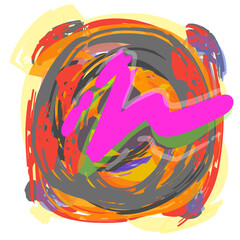 letter N in colorful spiral swirl abstract background