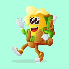 Cute banana character on vacation