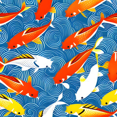 Fototapeta premium japanese koi fish beautiful drawing
