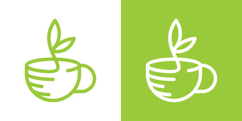 logo design tea organic minimalist icon vector illustration
