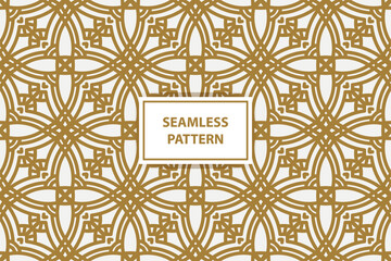 golden pattern. Luxury ornamental seamless ornament in traditional arabian, moroccan, turkish style. Gold abstract floral mosaic background texture. Modern minimal label. Premium design