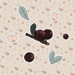 Coffee bean stickers line art and patterns 