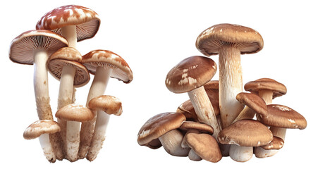 Shiitake edible mushrooms on a transparent background, Generative AI