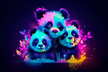 Cartoon panda designs for card featuring Generative AI