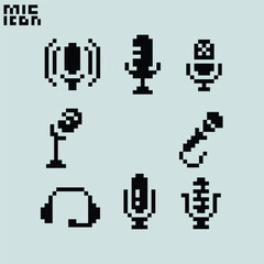 this is microphone icon 1 bit style in pixel art ,this item good for presentations,stickers, icons, t shirt design,game asset,logo and your project.