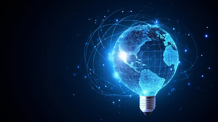 World Intellectual Property Day greeting with light bulb in front of world map generative ai
