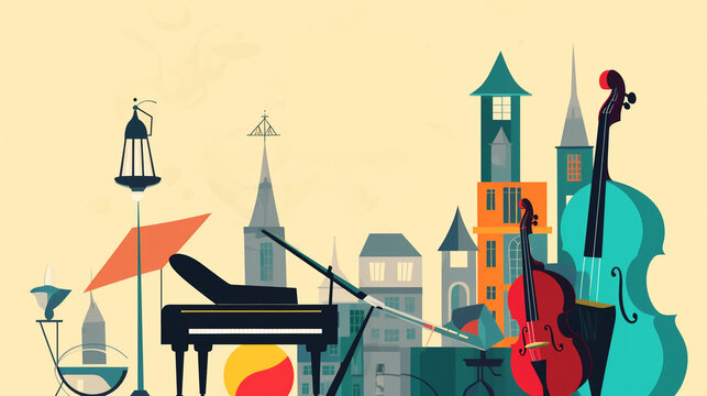 International jazz day background with watercolor illustration generative ai
