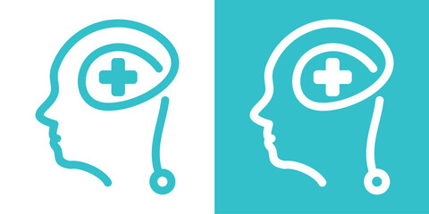logo design minimalist line health mental icon vector illustration - obrazy, fototapety, plakaty