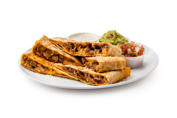 Fresh Beef and Cheese Quesadilla on white - 609547215