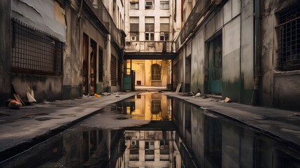 Fototapeta premium alley in an old town country, Generative AI