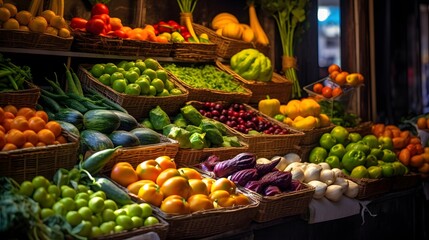 Obraz na płótnie Canvas fruits and vegetables at the market, Generative AI