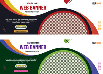 Green color banner template design