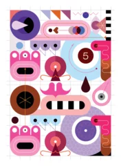 Deurstickers Abstract vector background with geometric shapes and design elements. ©  danjazzia