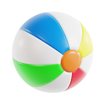 beach ball 3d render icon illustration, transparent background, summer season