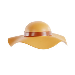 Fototapeta premium pamela hat 3d render icon illustration, transparent background, summer season