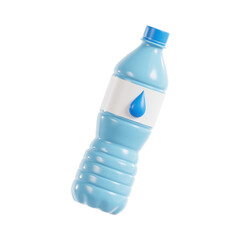 water bottle 3d render icon illustration, transparent background, summer season © aamiansyah
