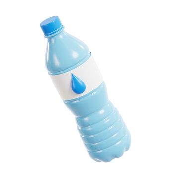 water bottle 3d render icon illustration, transparent background, summer season