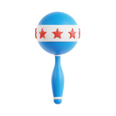 rattle 3d render icon illustration, transparent background, kids toy