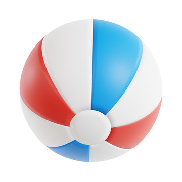 beach ball 3d render icon illustration, transparent background, kids toy