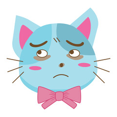 vector illustration of a blue cat with a surprised face on a white background cute kitten in cartoon style for postcards, banners, web, designs, art
