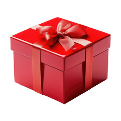 Red gift box isolated on white background. 
