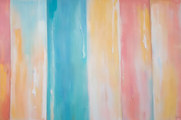 Abstract background of multi-colored paint strokes on a wooden wall. AI generated