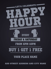 happy hour beer night party poster flyer or social media post design