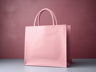Pink shopping bags. Pink background.
