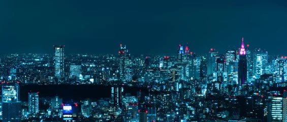 Fotobehang Night view of Tokyo, Japan. Cyberpunk Shinjuku Nightscape © 拓也 神崎