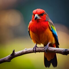 Colorful bird on a branch, Generative AI