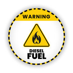 Obraz premium A warning sign of diesel fuel banners, sign, symbol, caution mark vector illustration design. Caution Diesel FuelVector sign. Yellow triangle mark