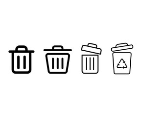 Trash icon set. Garbage can collection. Garbage icon set. Web icon, delete button. Delete symbol flat style on white background - stock vector.