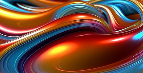 colorful wavy 3d abstract background. generative ai