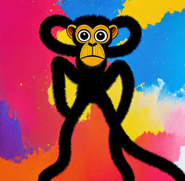 spider  monkey animal  abstract colorful painting with generative AI technology