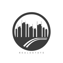 Real estate logo design with line art style. City building vector abstract for Logo Design Inspiration