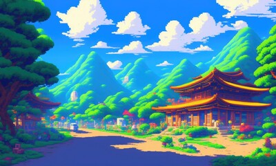 Obraz premium pavilion in the garden Korea pixel