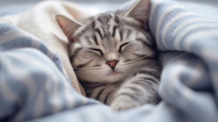 Minimalistic cat in pajamas background. Generative IA
