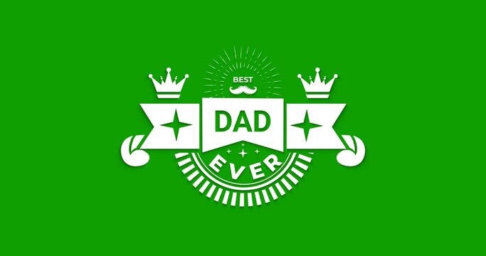 Best Dad Ever animation in white Color on the green screen transparent alpha channel. Logo morphing animation with beautiful motion. Great for Happy fathers Day celebration. 4k video greeting 
