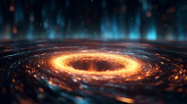 unstable gravity space nebula wave faster than the speed of light through the event horizon of a blackhole. generative AI