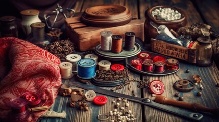 sewing machine and buttons