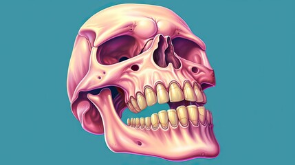 A detailed dental image of a human jaw with teeth, used for dental study and diagnosis. Generative AI