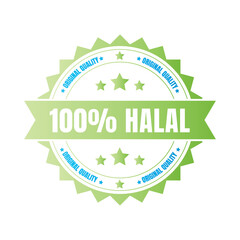 Halal certified badge, halal food certified ribbon badge, halal product certification stamp
