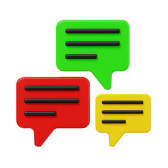 review message 3d render icon illustration, transparent background, feedback